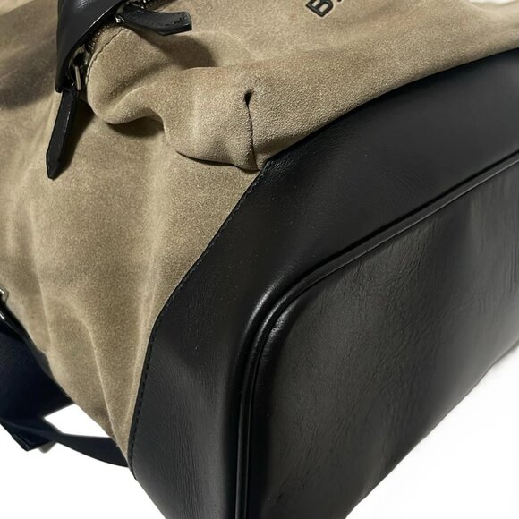 Auth BALENCIAGA Navy Backpack 392007 Gray Beige Black Suede Leather - Backpack - Picture 3 of 8